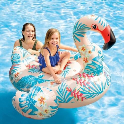 2021 INS Inflatable Floral Print Flamingo Giant Pool Floats Swimming Circle Party Water Toys Boat Bed Boias For Children Adults