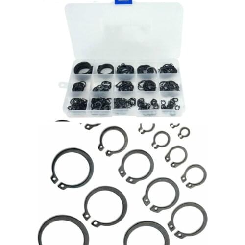 300PCS/box Black Circlips External/Internal Retaining Clip Retaining Ring Assortment Kit 1/8&quot-1 1/4&quot