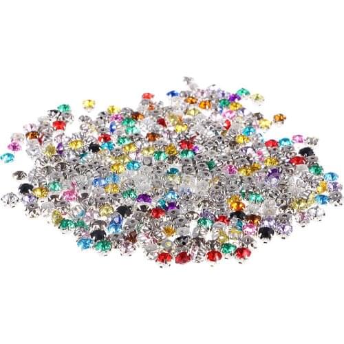 300 Pieces Sew On Diamante Crystals Acrylic Rhinestone Embellishment 4mm/6mm