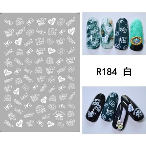 3D Stickers for Nails White Letter Love Heart Kiss Nail Foil Sticker Small Adhesive Stickers for Manicure Nail Art Decoration