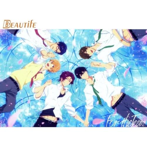 Free Iwatobi Swim Club Poster Cloth Silk Poster Home Decoration Wall Art Fabric Poster Print 30X45cm,40X60cm.50X75cm,60X90cm