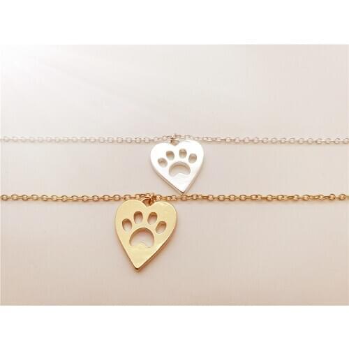 Paw Print Heart bracelet Pet Puppy Dog Paw Bear Cat Love heard Paw bracelet Decoupage Animal Paw Print charm bracelet jewelry