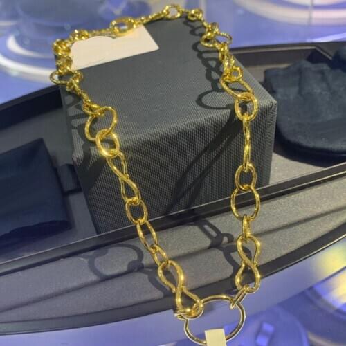 Brand 1:1Fashion Copper Necklace Gold Color Round DIY Necklace for Women Jewelry August New Arrival