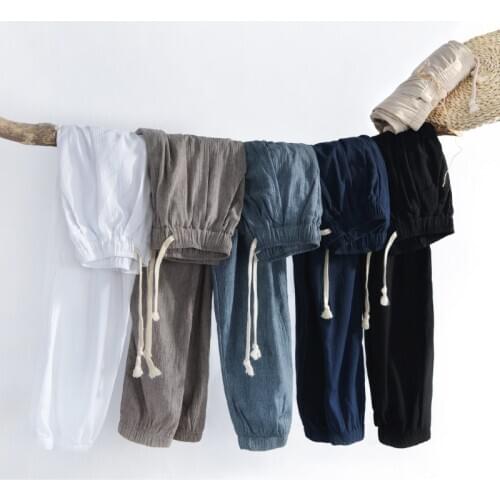 NEW 2019 Summer loose men Linen cotton Casual pants joggers sweatpants trousers men Cool and breathable S-4XL sports pants men