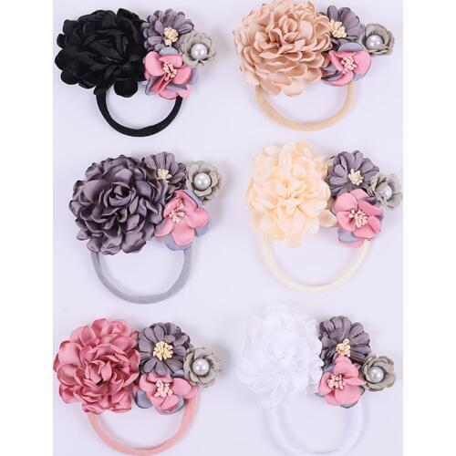 Toddler Girls Kid Baby Bow Hairband Elastic Headband Cute 3D Flower Stretch Turban Flower Head Wrap Princess Hair Accessories