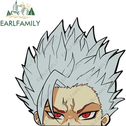 EARLFAMILY 13cm x 12.7cm Creative Car Sticker Cartoon Immortal Peeker Vinyl JDM Graffiti Peeking Car Window No Reflective Decal