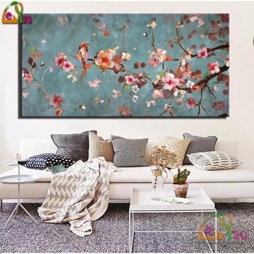 Plum Blossom Diamond Paintings For Living Room Wall Classical Flowers Art Pictures Large Size Full Drill Home Decor Mosaic