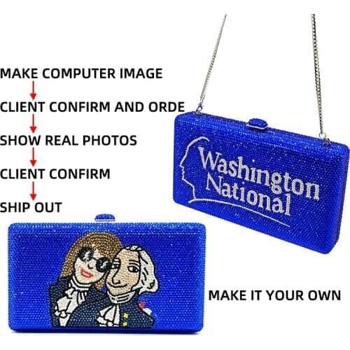 MAKE IT YPUR OWN Ladies personal name design Bridal wedding party purse evening party diamonds full crystal clutches purses