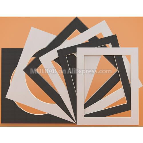 White/Black Photo Mats Rectangle Square Circle Oval 10inch Paperboard Mounts Textured Surface for Picture Frames Decor 12PCS/Lot
