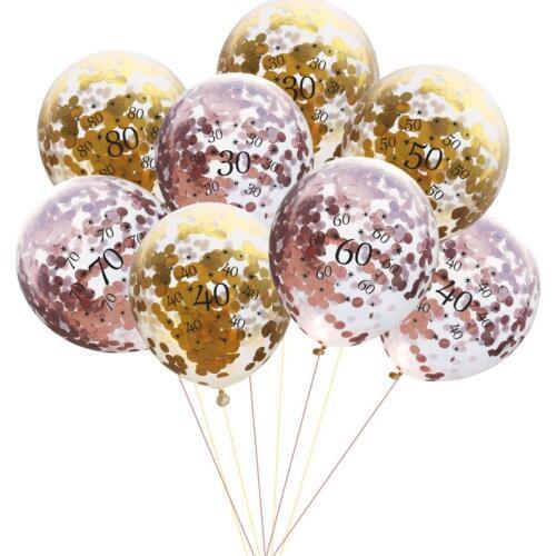 10Pcs 12inch Number 30 40 50 60 Latex Balloons Confetti Air Balloons Inflatable Ball For Birthday Wedding Party Balloon Supplies