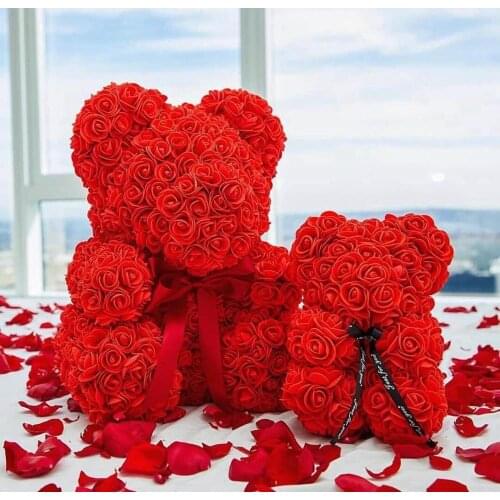 Lovely 25cm/40cm Teddy Bear Artificial Rose Flowers PE Rose Bear for Women Girlfriend Valentines Day Kids Birthday Gift