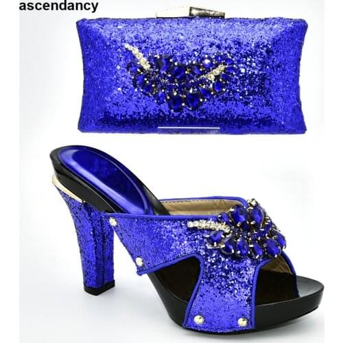 Fashion Italian Designer Shoes and Bags Matching Set Decorated with Rhinestone Women Shoes and Bag Set In Italy Slip on Pumps