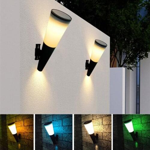 2-color/Colorful Solar Wall Lamp Waterproof Streetlights Changing Landscape Lamp Corridor Garden Spotlights Solar Decor Lamp