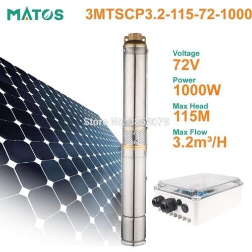 Stainless steel 72 volt dc brushless deep well centrifugal solar wind powered submersible water pump