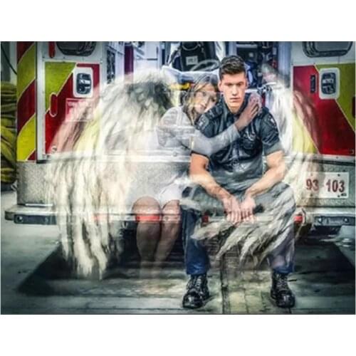 New 5D Diy Diamond Paintings Fantasy Angel And Fireman Diamond Mosaic Embroidery Full Round Cross Stitch Girl Room Decor P920