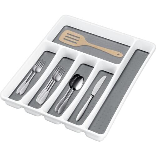 NEW 6 Compartments Cutlery Tray Kitchen Drawer Organizer Spoon Knife Fork Separation Plastic Storage Box Kitchen Tableware Tray