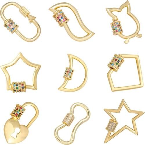 Juya DIY Pendant Carabiner Spiral Locket Fasteners Accessories Screw Lock Clasps For Handmade Pendant Mesh Chains Jewelry Making