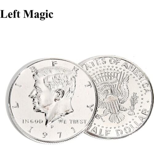 Half Dollar Coin Silver Gold Magic Tricks Coin Gimmick Close-Up Street Trick Prop Toy Appearing/Disappear Illusion Bite