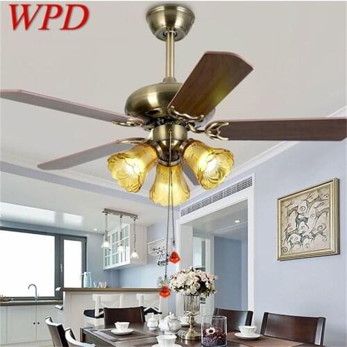 WPD Ceiling Fan Light Modern Simple Lamp With Straight Blade Remote Control For Home Living Room