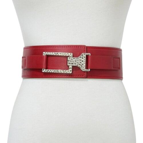 Luxury Brand Faux Leather Elastic Double Buckle Fashion Waist For Women Belt 2019 designer Waist Belt Bg-1383