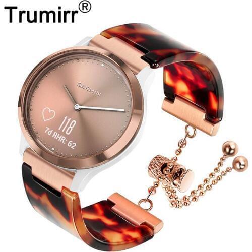 Resin & Stainless Steel Watchband for Garmin Vivomove HR / 3 / Vivoactive 3 Music / Venu / Luxe / Style Women Strap Watch Band