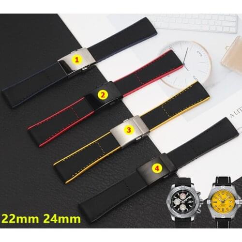 Nylon fabric black Watch Band Watchband For Breitling strap for NAVITIMER WORLD Avenger/navitimer belt 22mm 24mm folding buckle