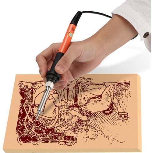60W Handskit Wood Burning Pen Set 45PCS 110V/220V Electric Soldering Iron Woodburning Solder Pen Digital Soldering Iron Tool