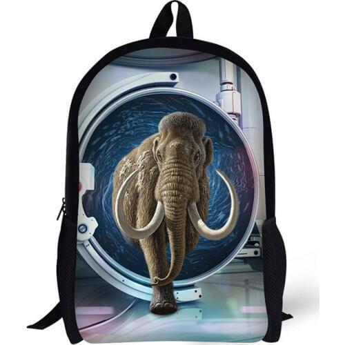 AnyFocus Backpack Through animals Pattern for Teenagers Cool School Bags for Boys Mochilas Rucksack 3D Printed Bookbags Pack