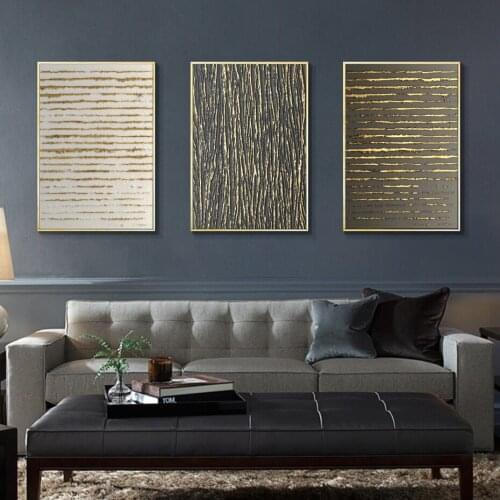 Advanced Abstract Horizontal Vertical Gold Line Canvas Paintings Prints Wall Art Posters Paintings for Living Room Home Wall Art