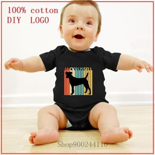 Vintage 1970s Jack Russell Terrier Dog Owner Summer Pure Cotton Clothes Baby Boy girl Cartoon Bodysuit baby Newborn Pajama