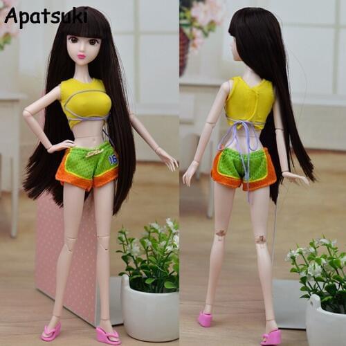 High Quality Swimwear Beach Bikini Bathing Swimsuits Outfits for Barbie Dolls Clothes Top & Shorts For 1/6 BJD Doll House