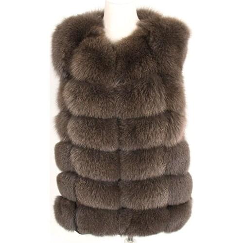 2021 Winter Real Fox Fur Vest 7XL Women Sleeveless Winter Jacket Gilet Natural Fur Coat Waistcoat Thick Warm Streetwear