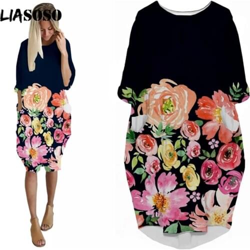 LIASOSO 3D Print Fashion Harajuku Flower Women Anime Rose Gown Lady Girl Clothing Party Long-sleeved Dress Green Dress