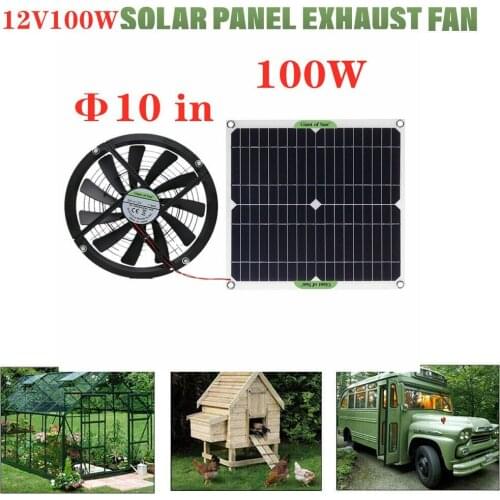 10W/40W/100W Solar Exhaust Fan Air Extractor 6 Inch Mini Ventilator Solar Panel Powered Fan for Dog Chicken House Greenhouse RV