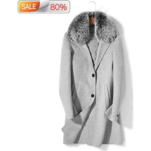 100% Wool Autumn Winter Jacket Men Duck Down Liner Long Coats Woolen Coat Plus Size Chaquetas P-SA605C ND1265