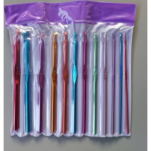 12Pcs/Pack Aluminum Crochet Hooks Sewing Needles Knitting needles Crochet Hook Sweater Weaving Tools Kit Set