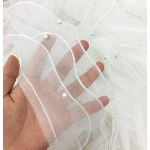 2 Yards 10cm Organza Embroidered Ivory Lace Trim 3 Layers Pearl Lace Ribbon Fabric DIY For Costume Wedding Dress Sewing Craft