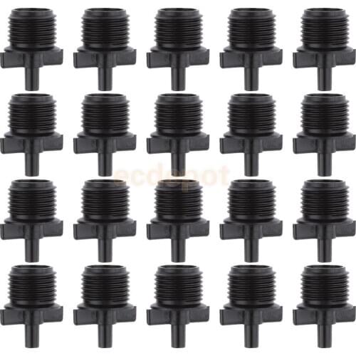 20Pcs 0.5 Inch Male Thread 4mm Barb Fitting Irrigation Connector 4/7mm Hose