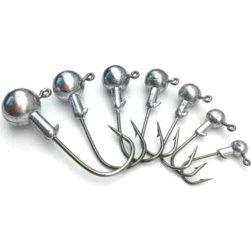 2g 3.5g 5g 10g 20g 28g High Carbon Steel Fishing Hook Crank Jig Head Hook Lure Bait Soft Worm Jig Hook for Sea Fishing Pike Fish