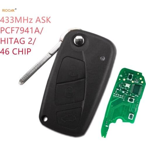 3 Btns 433MHz ID46 Special Flip Remote Key For Fia t Panda 2003 2004 2005 2006 2007 2008 2009 2010 2011 2012 Replace Genuine Key