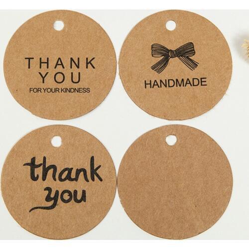 50pcs DIY Scrapbooking Thank You Kraft TAG Cookie/Cake/Gift Labels Stickers Kitchen Sweets Party Seal Sticker High Quality 42mm