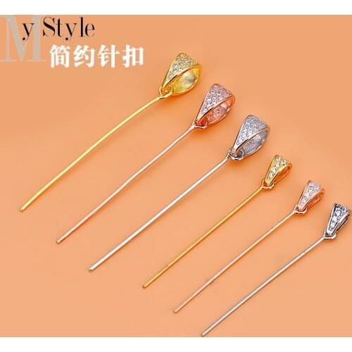 Inlaid Zircon Pendant accessories 925 silver pin button silver button jade honey wax clasp Necklace buckle accessories