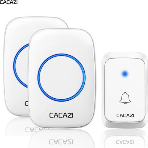 CACAZI Home Wireless Doorbell LED Light Battery Button 300M Remote Waterproof Home Door ring Bell US EU UK Plug 58 Chimes