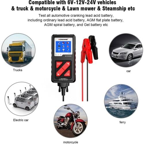 Digital Battery Tester 6V 12V 24V 3.2inch Color Screen Car Battery Diagnosis Tool for Car Charging Analyzer