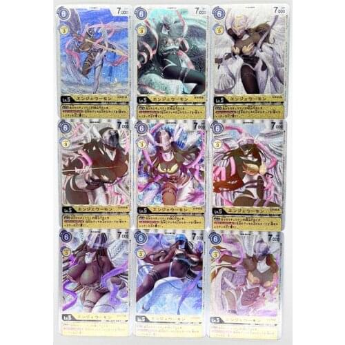 9pcs/set Digimon Digital Monster Angewomon Toys Hobbies Hobby Collectibles Game Collection Anime Cards