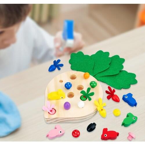 Wooden Pulling Carrot Montessori Toys Early Development Toy Gifts