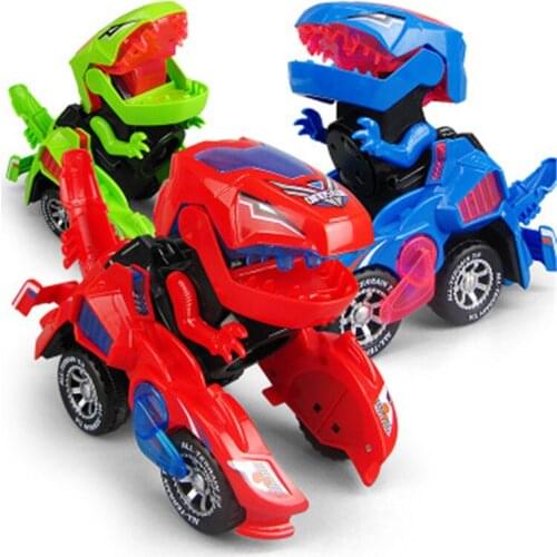 Electric Transformer ToyDeformed car dinosaur children toys Kids Dinosaur Deformation Toys with LED Light Flashing Music Car