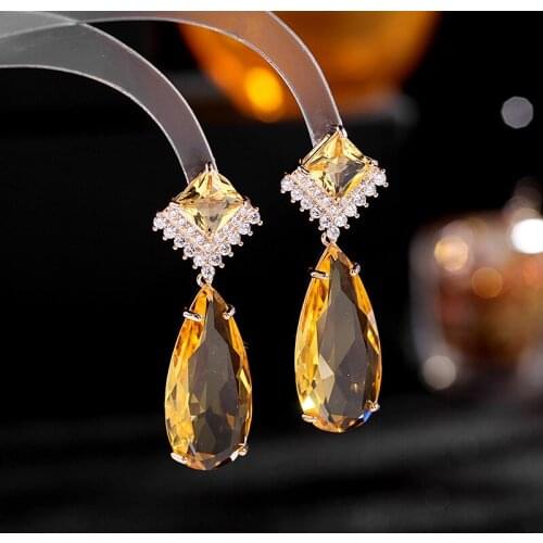 Europe and America New Fashion Wedding Party Earrings Designer Long Water Drop Earring Temperament Elegant Stud Earings Jewelry