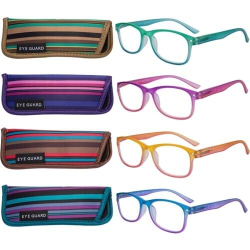 EYEGUARD 4 Pack Colorful Gradient Reading Glasses for Women Spring Hinge Readers Fashion Stylish Multicolor Durable Eyeglasses