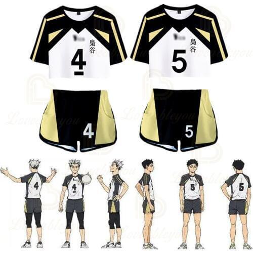 Haikyuu!! Bokuto Kotaro Cosplay Costume Outfit Haikyuu Akaashi Keiji Shirt Shorts Sports Tops Men Women High School Uniform
